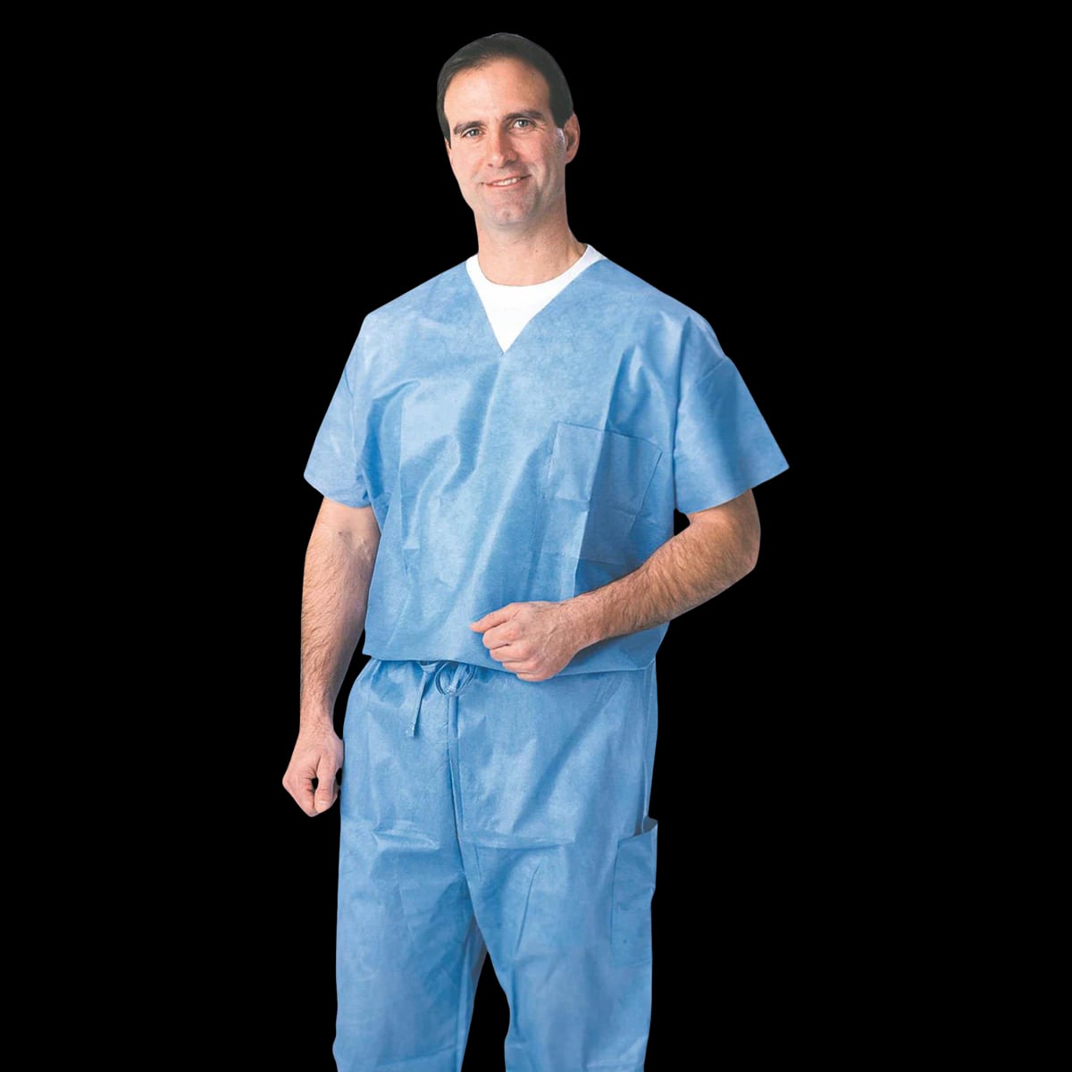 Medline Unisex V-Neck Scrub Shirt, 2X-Large, Blue, Short Sleeves, 30/Case