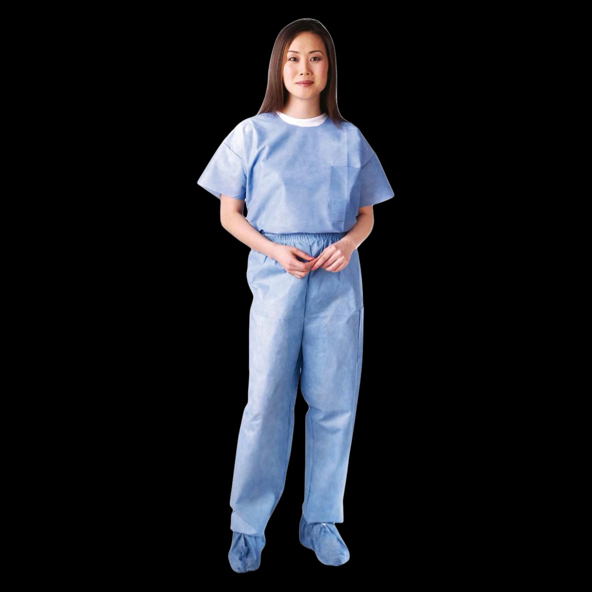 Medline Scrub Shirt, Round Neck, Short Sleeves, 3X-Large, Blue, 30/Case
