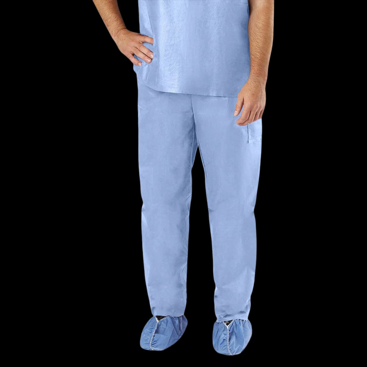 Medline Disposable Scrub Pant, Elastic Waist, 2XL, Blue, 30/Case