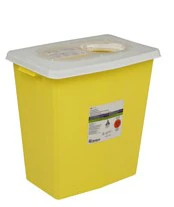 ChemoSafety Chemotherapy Waste Container, 12 gal, Yellow, 12.75 x 18.25 x 18.75 in, with Lid, Plastic, Absorbent Pad, Molded-In Handles, Nestable, Disposable, Each