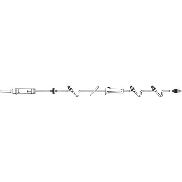 Baxter CONTINU-FLO IV Set, 10 Drops/mL, 120" Tubing, Male Luer Lock Adapter, Retractable Collar, Primary Infusion, 3 Clearlink Luer Activated Valves