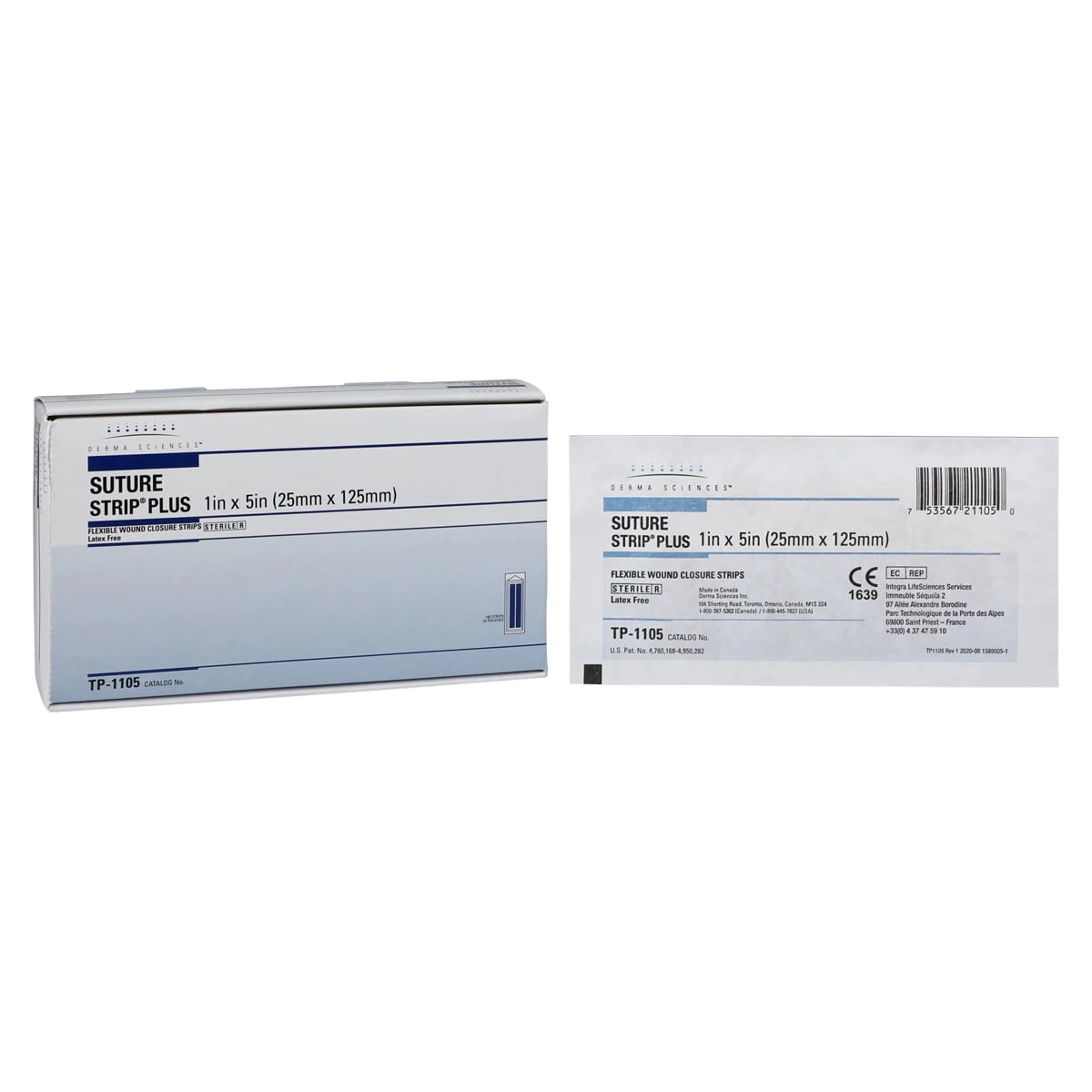 Gentell Suture Strip Plus Wound Closure Strip, Non-Woven Polyamide, 1x5", Tan, Water Resistant, Sterile, 25/Box