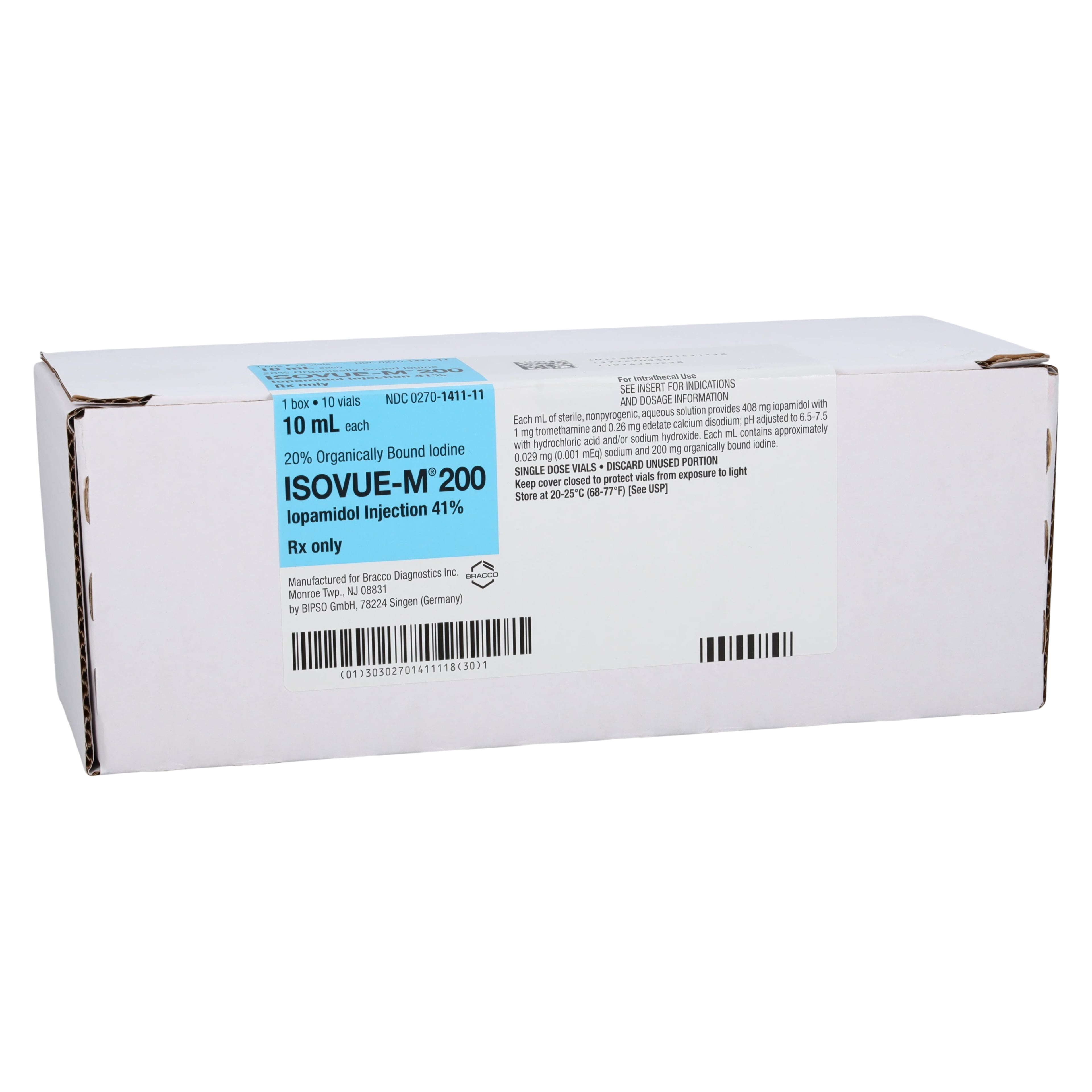 Isovue-M 200 (Iopamidol Injection 41%) 10 mL Single-Dose Vial, 10/Package