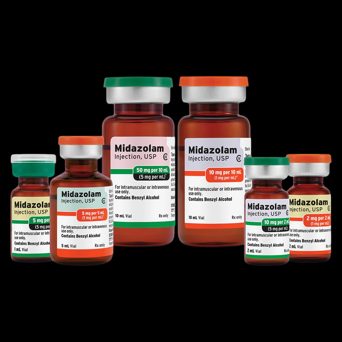 Midazolam HCl Injection 1 mg/mL, Multi-Dose Vial, 5 mL, 25/Package