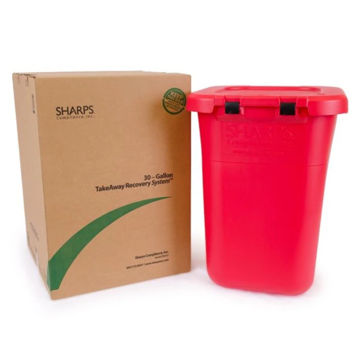 TakeAway Recovery System 30 Gallon Mail-Back Sharps Disposal System, Red, 1 Each