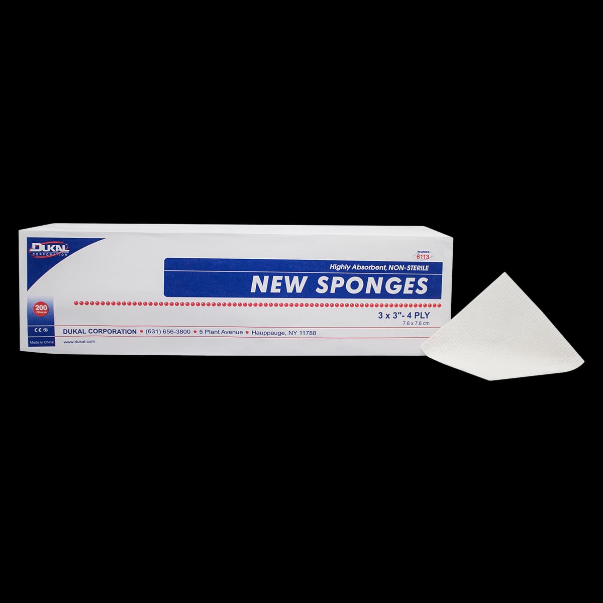 Dukal Sponge New Nonwoven 4-Ply, 3x3", Non-Sterile, Rayon/Polyester Blend