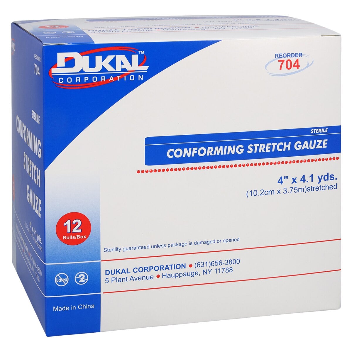 Dukal Conforming Bandage Gauze, Sterile, 4" x 4.1 yd, 12/Box
