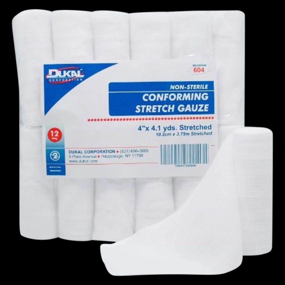 Dukal Conforming Bandage Gauze, 4" x 4.1 yd, Non-Sterile, 12/Bag