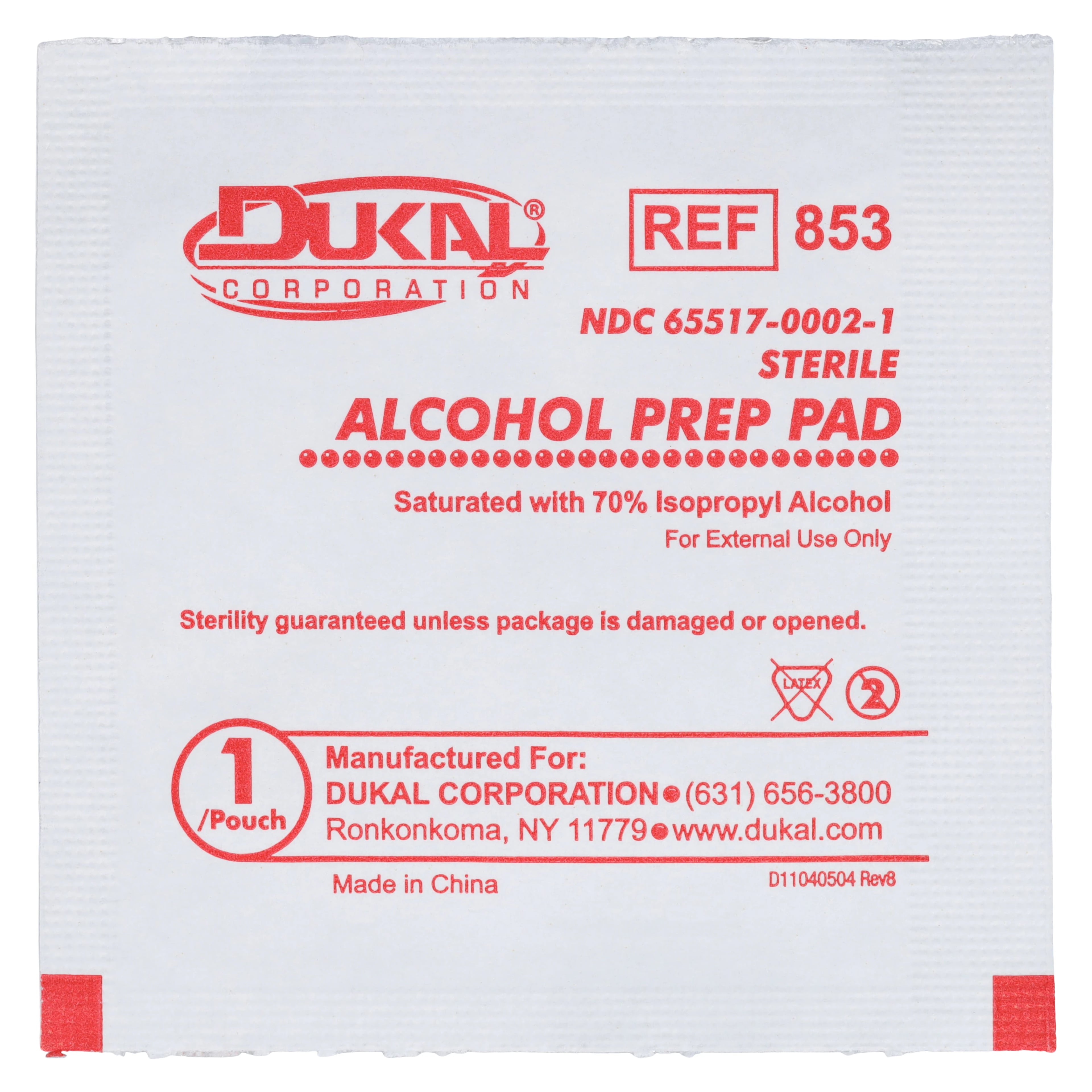 Dukal Pad Prep Alcohol Sterile 2-Ply, Medium