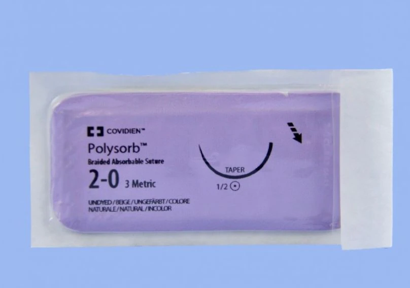 Medtronic Polysorb Absorbable Suture, 2-0, 30", GS-24 Taper Point 1/2 Circle Needle 40mm, Coated, Undyed, 36/Case