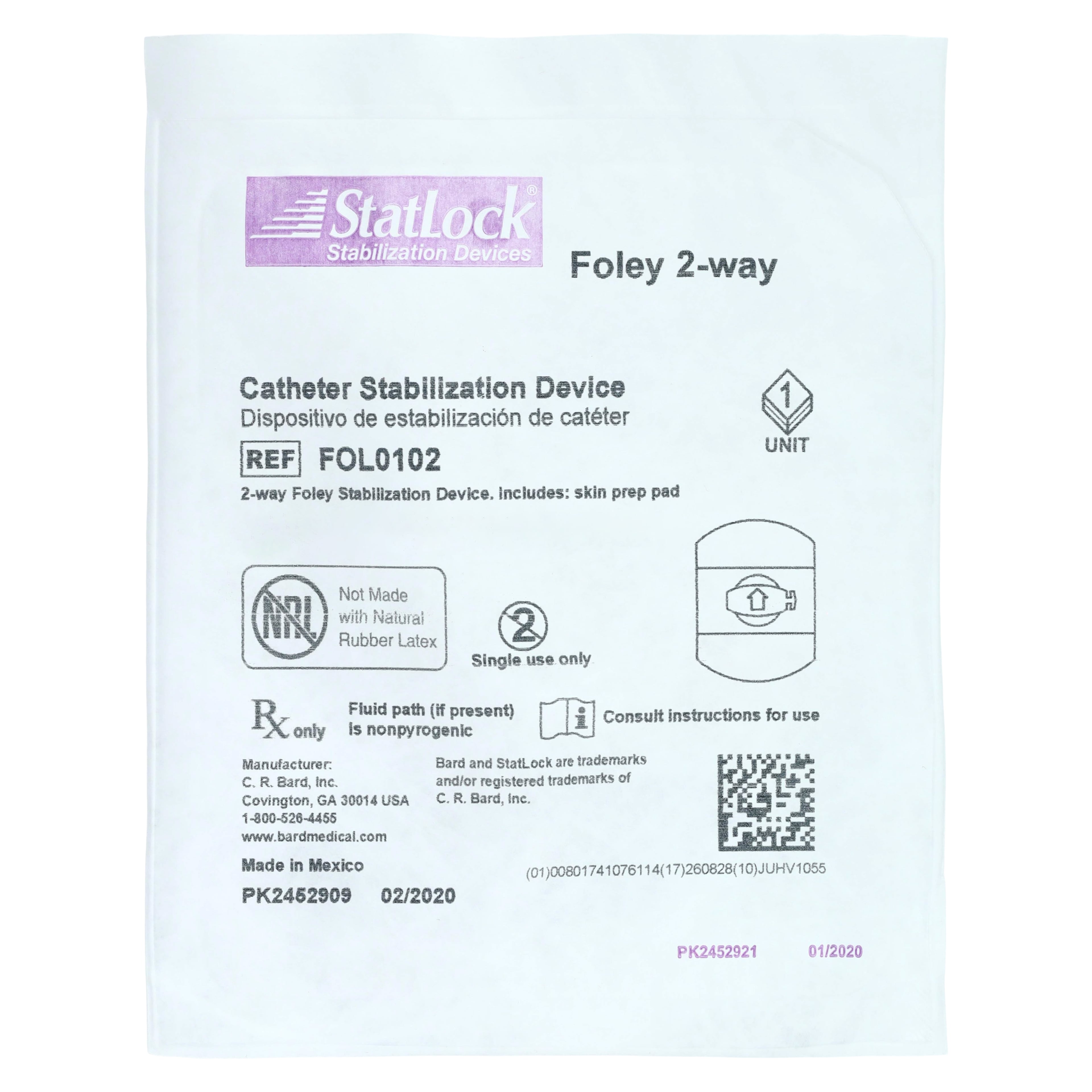 Bard Medical StatLock Foley Catheter Securement Device, 01KP6P6MVJF07TMVCF74TGA6EJ