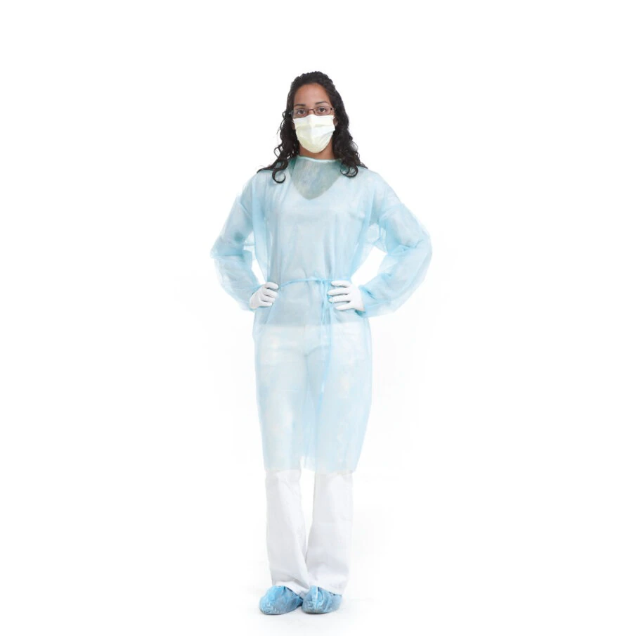 Medicom SafeBasics Isolation Gown, Regular, Blue, Non-Sterile, Elastic Cuff, 50/Case