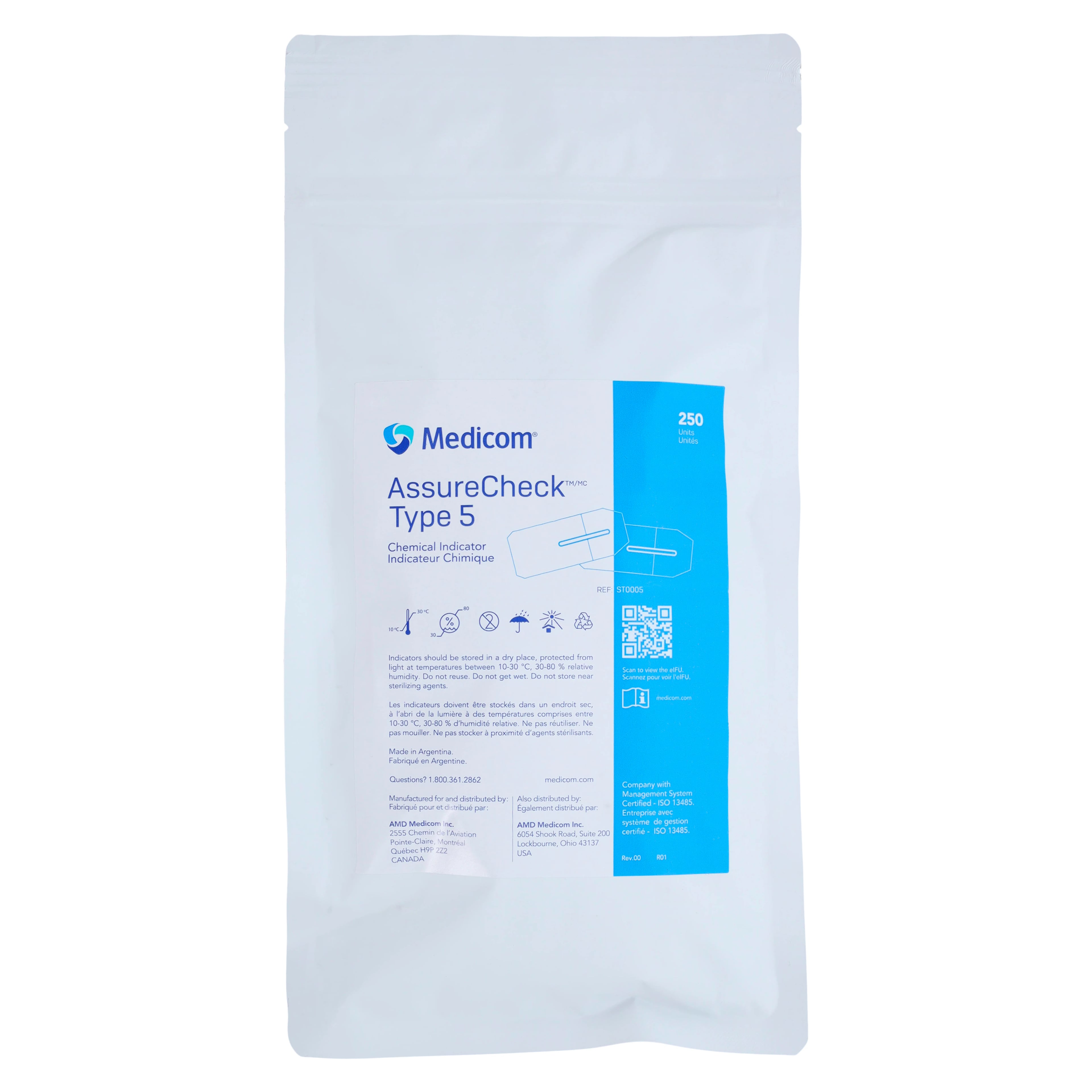 AssureCheck™ Type 5 Chemical Indicator, Steam Sterilization Integrator, 250/Bag