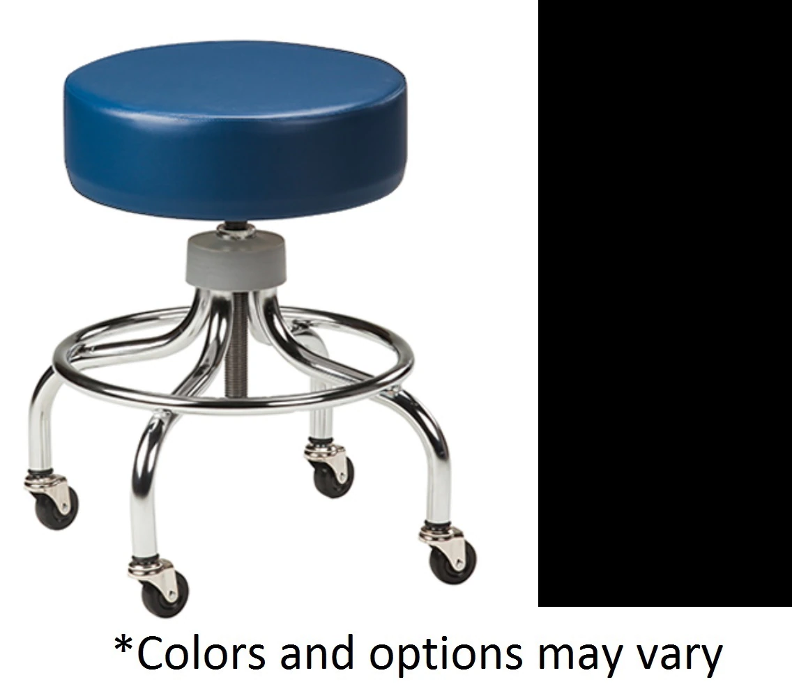 Clinton Industries Chrome Series Exam Stool, Black, 250 lb Capacity