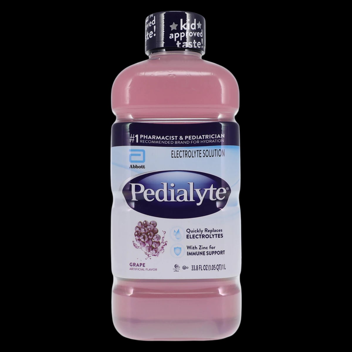 Pedialyte Grape Liquid Electrolyte Solution, 33.8 oz Bottle, 8/Case