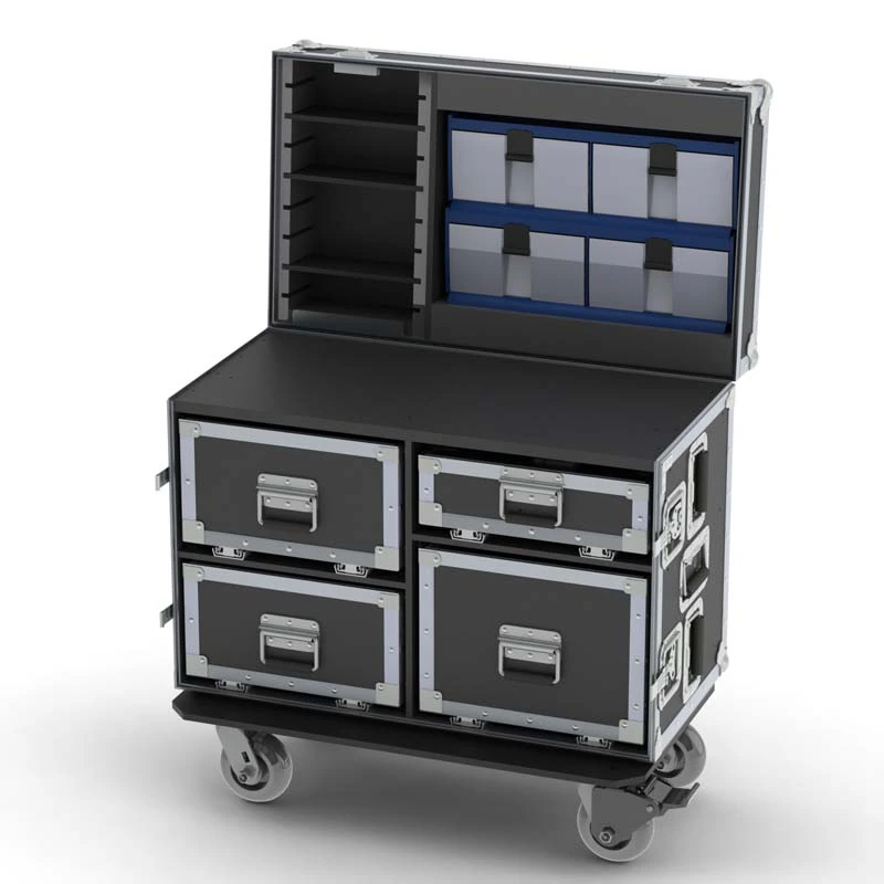 MobileMed Athletic Trainer Case, Black, 33.48" x 19.23" x 30", with Drawers, Bins, Tape Spindles, and Shelves