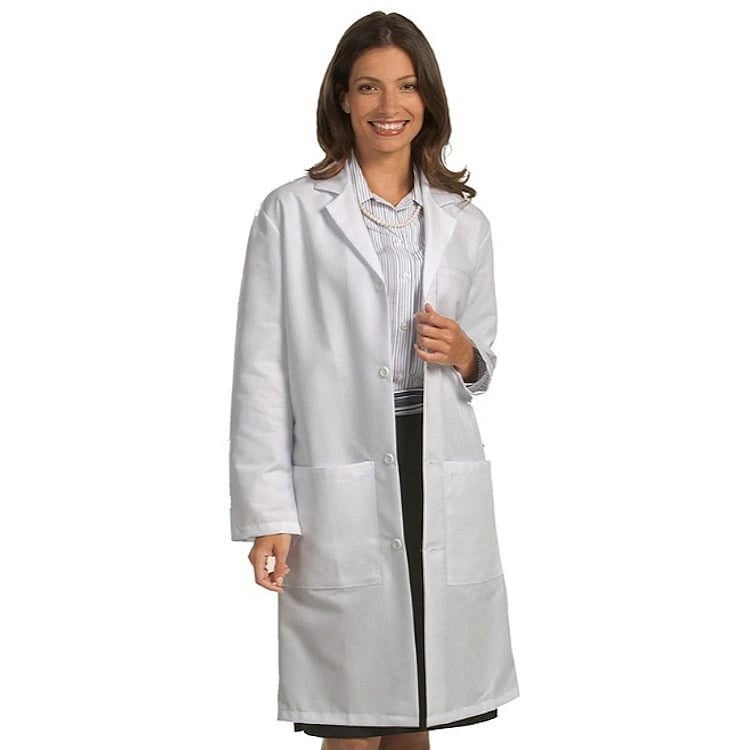 Fashion Seal Unisex White Lab Coat, 41 in, Large, 80% Polyester / 20% Cotton, 3 Pockets