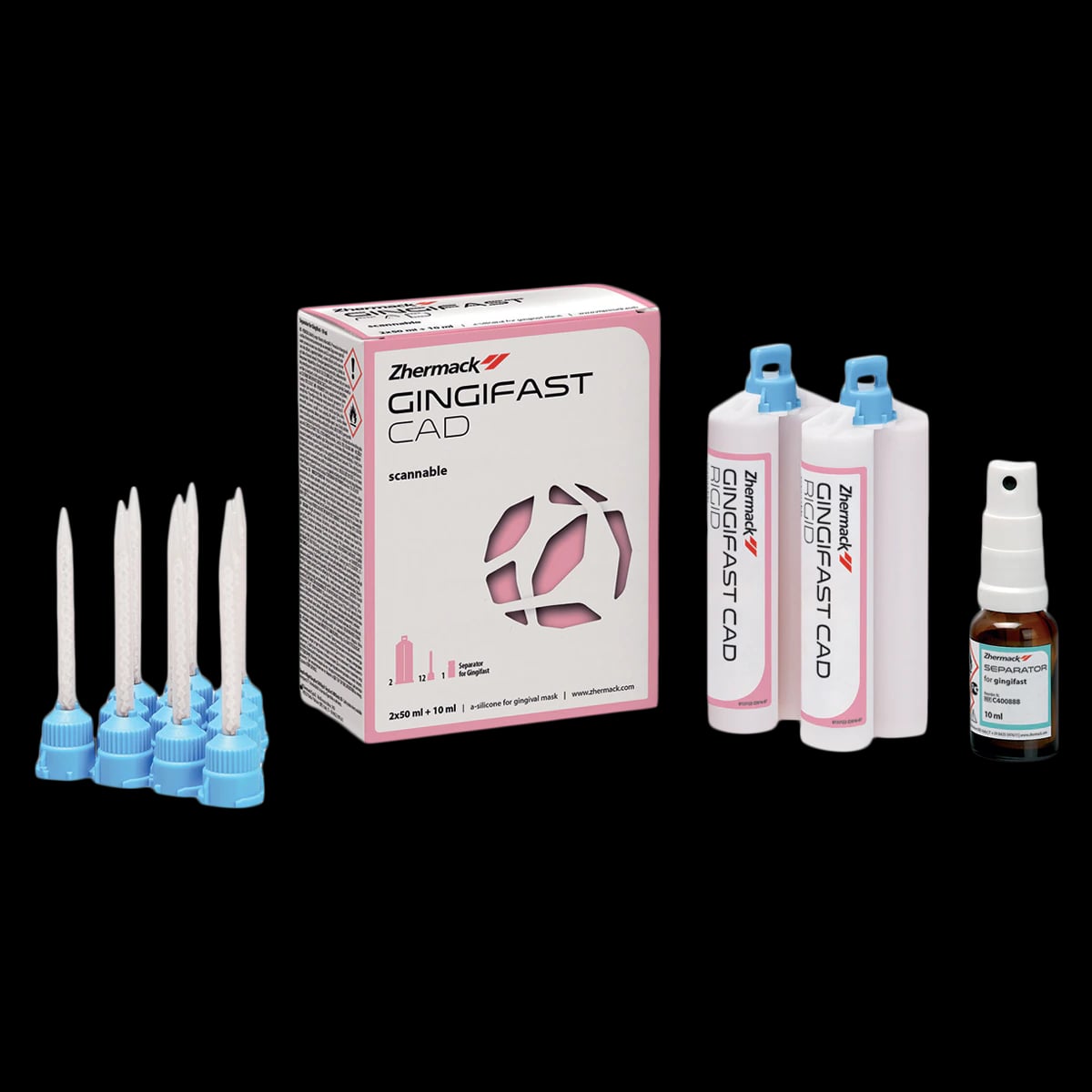 Gingifast CAD Rigid Gingival Mask Vinylpolysiloxane, 50ml, Standard Pack, 10 Minute Set, Pink, 2/Bx