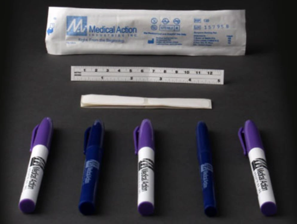 Medical Action Marking Pen with Coated Roller, Standard Tip, Purple, Non-Sterile