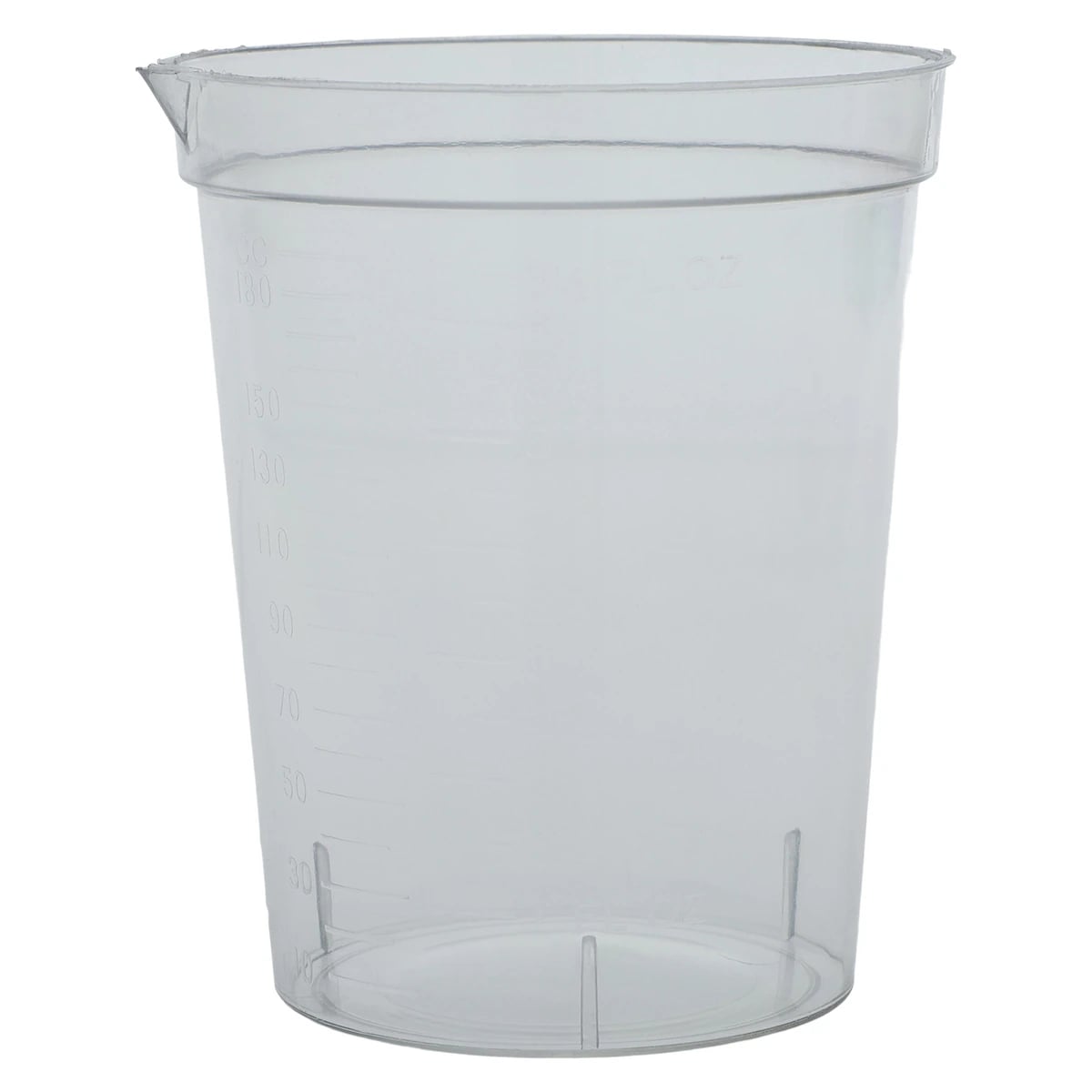 Globe Scientific Specimen Container, 6.5 oz, Polystyrene, Non-Sterile, Graduated, Pour Spout, No Closure, Clear, 25/Pk