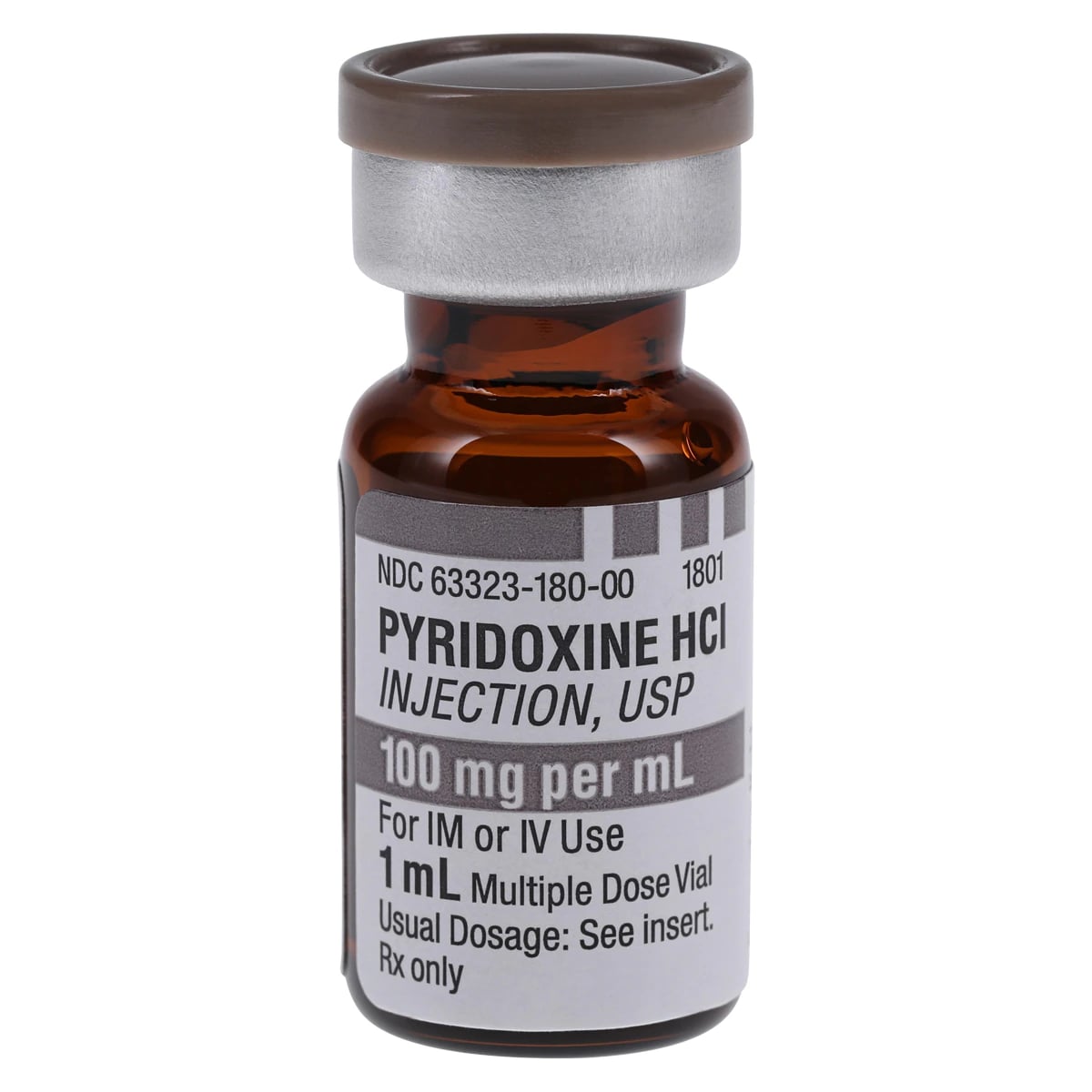 Pyridoxine HCl Injection 100 mg/mL, Single-Dose Vial, 1 mL, 25/Package