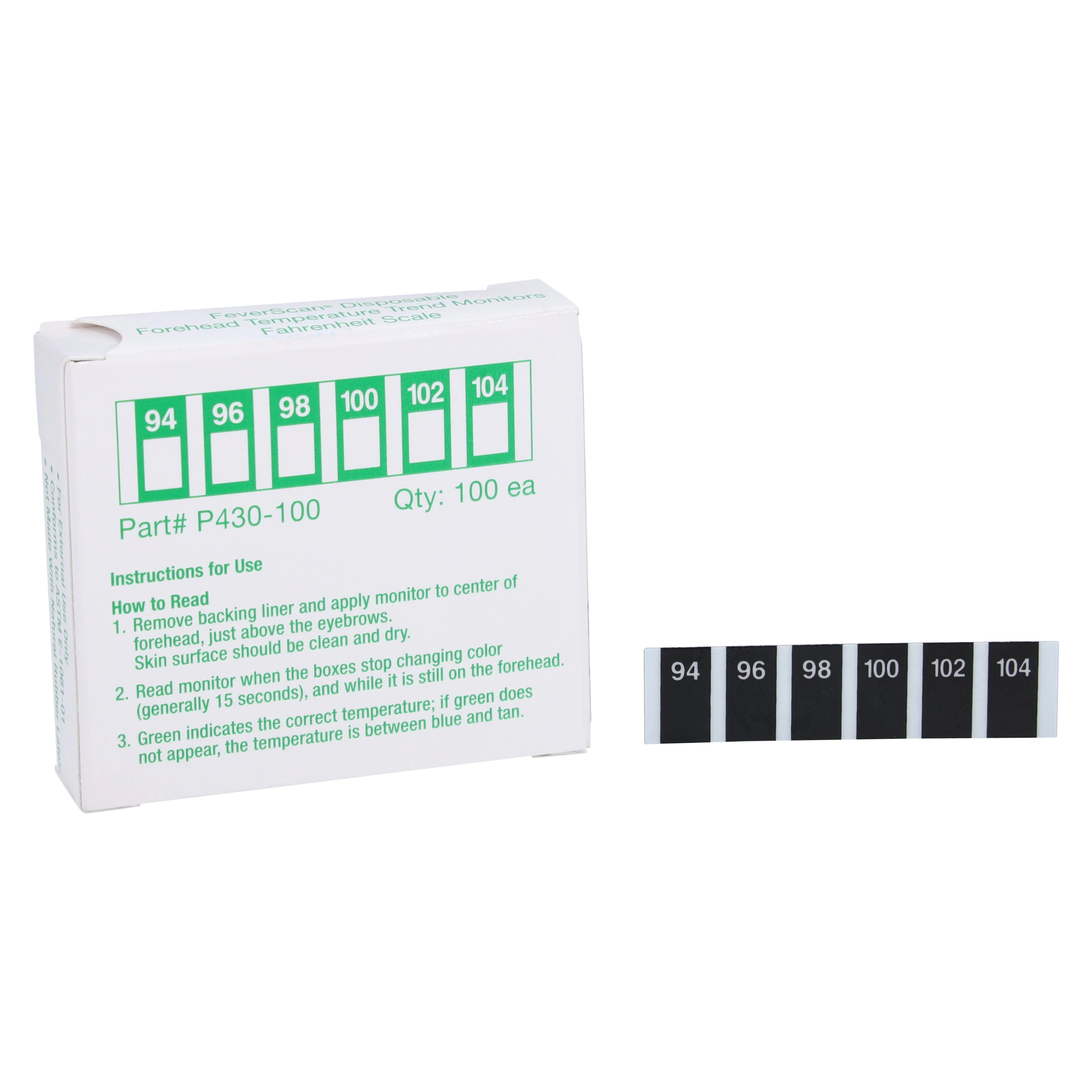 Medline FeverScan Thermometer, Fahrenheit, Disposable, 100/Box