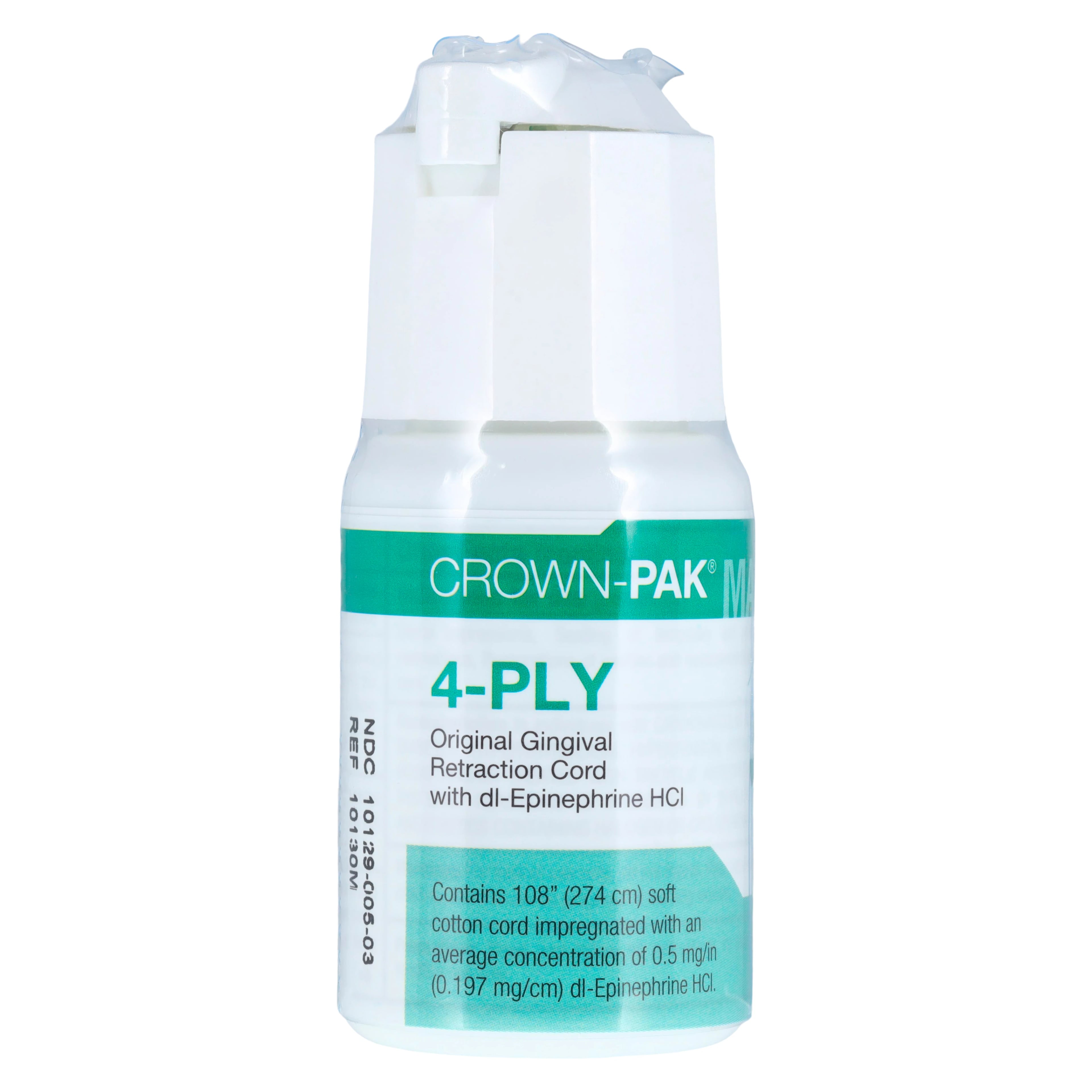 Gingi-Pak MAX Original Crown-Pak Retraction Cord, 4-Ply, Epinephrine, 108" per Bottle, 10130M