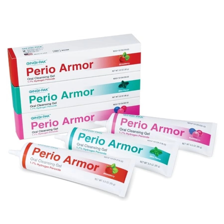 Perio Armor 1.7% Hydrogen Peroxide Oral Cleansing Gel, Bubblegum, 3 oz Tube, 6/Pack, 93103