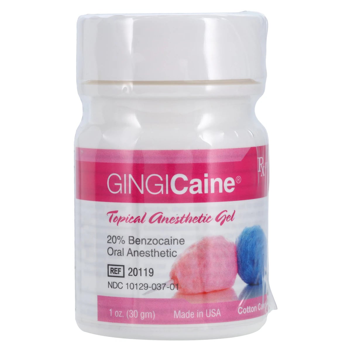 Gingicaine Topical Anesthetic Gel, 20% Benzocaine, 1 oz Jar, Cotton Candy, 1/Pk, 20119