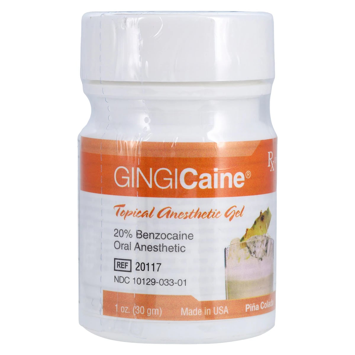 Gingicaine Topical Anesthetic Gel, Pina Colada, 20% Benzocaine, 1 oz Jar, GI-2011P