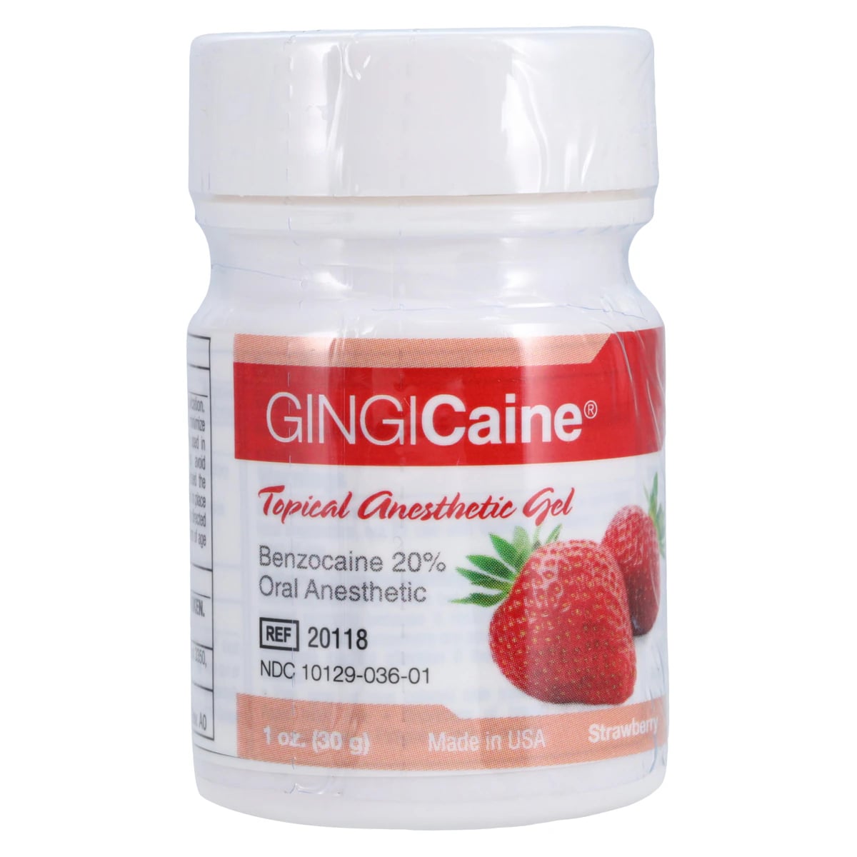 Gingicaine Topical Anesthetic Gel, 20% Benzocaine, Strawberry, 1 oz Jar