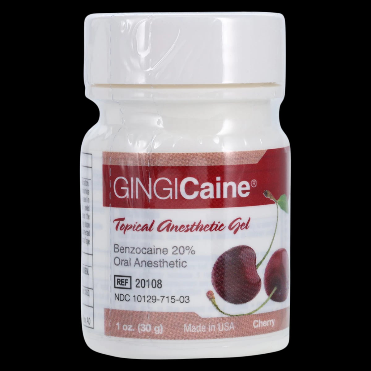 Gingicaine Topical Anesthetic Gel, Cherry, 20% Benzocaine, 1 oz Jar
