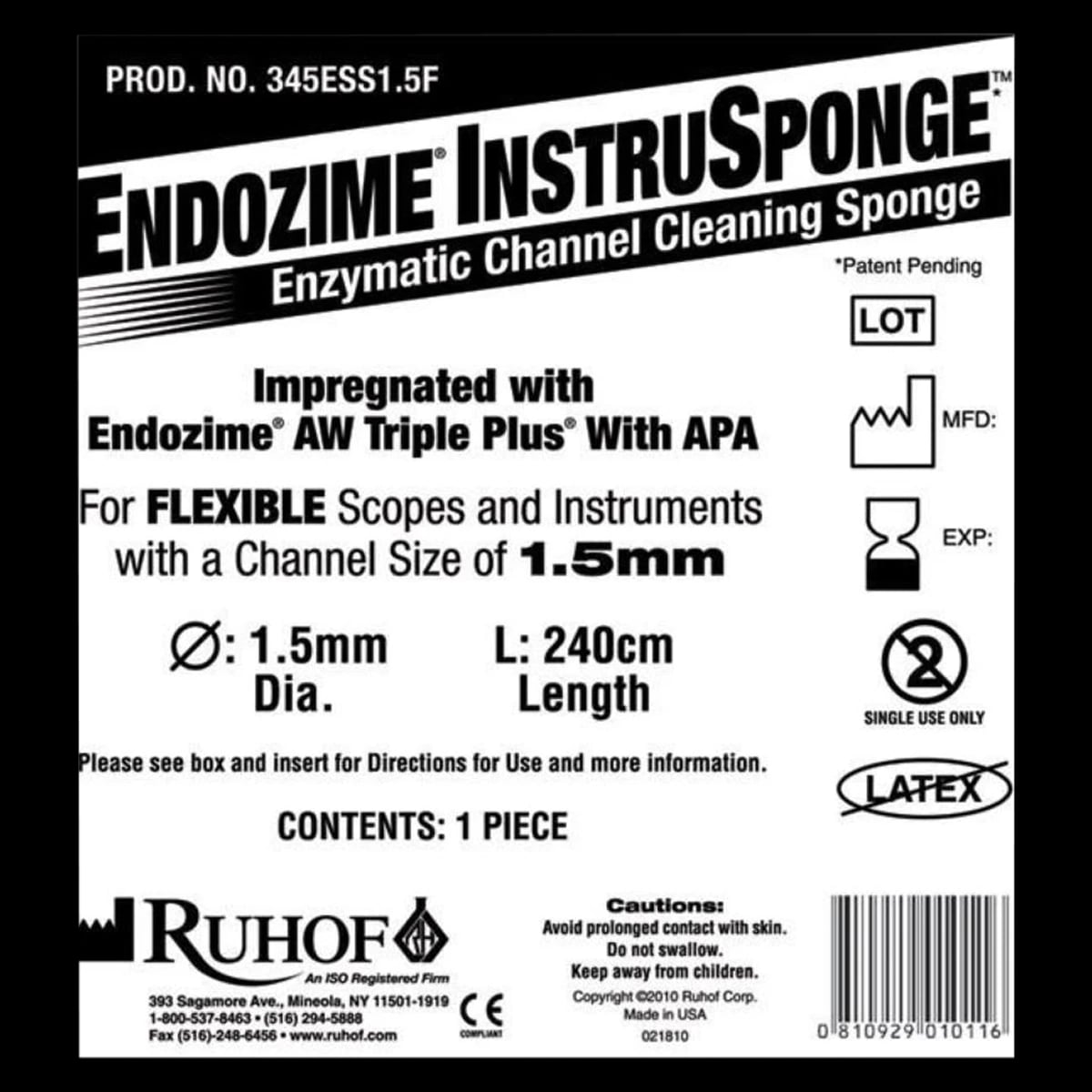 Endozime Instrusponge 1.5F Enzymatic Sponge, 1.5 mm, 100/Case
