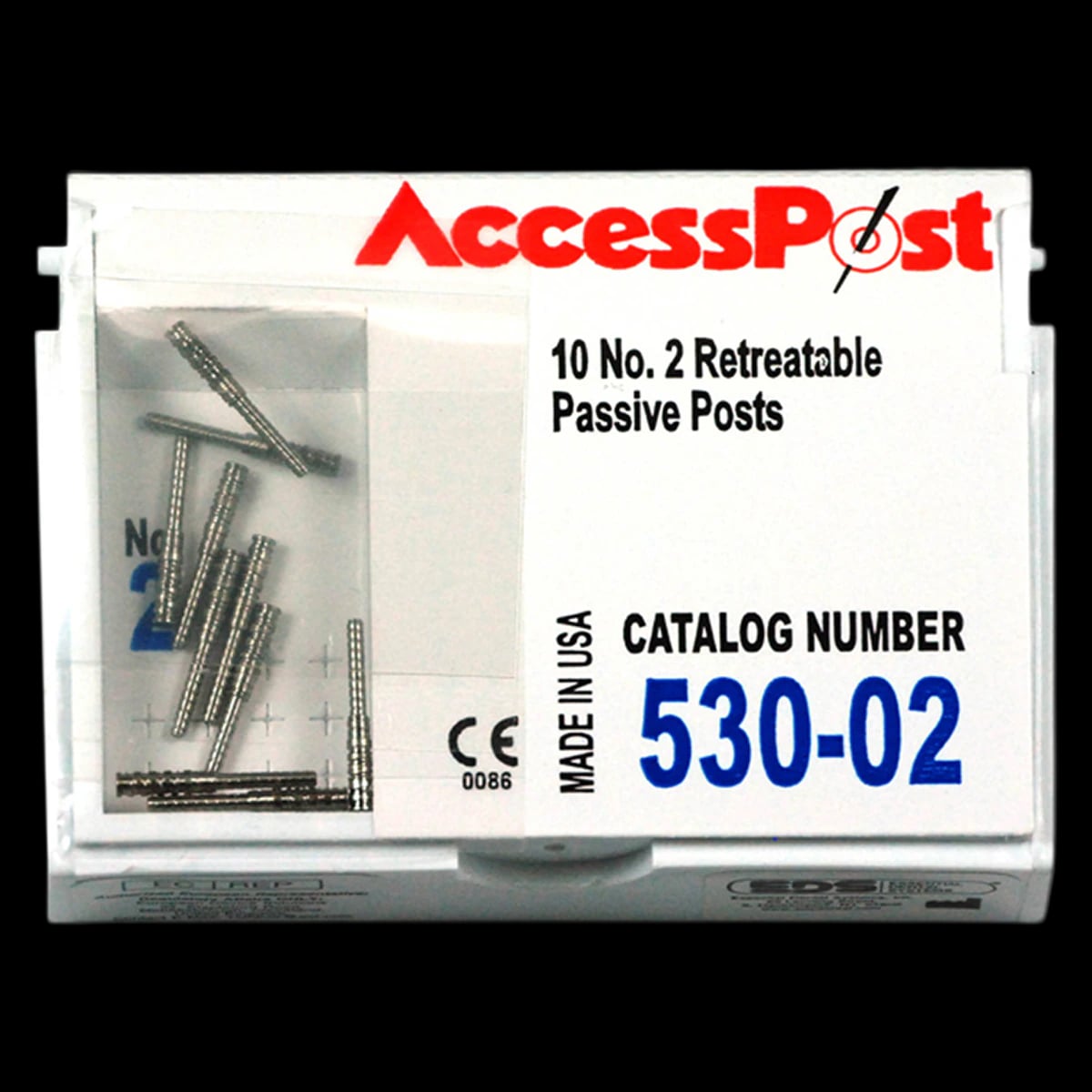 AccessPost Stainless Steel Post Refill, Size #2, Blue, 10/Pk, 530-02