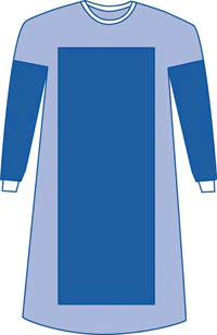 Medline Aurora Surgical Gown, AAMI Level 4, Poly Reinforced, X-Large, Blue, Sterile, Hook & Loop Neck, 18/Case