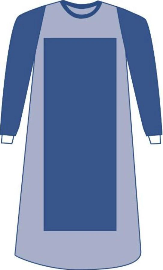Aurora Disposable Surgical Gown, AAMI Level 4, Reinforced Poly/Premium Fabric, 2X Large, Blue, Hook & Loop Neck, Breathable Impervious Sleeves, 18/Case