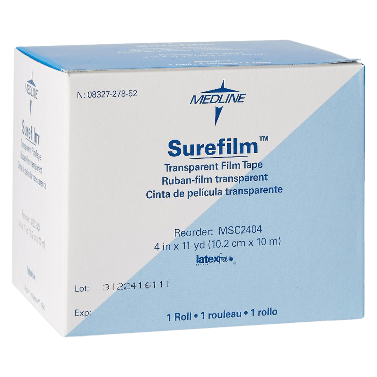 Medline Surefilm Transparent Dressing Roll, 4" x 11 yd, Transparent