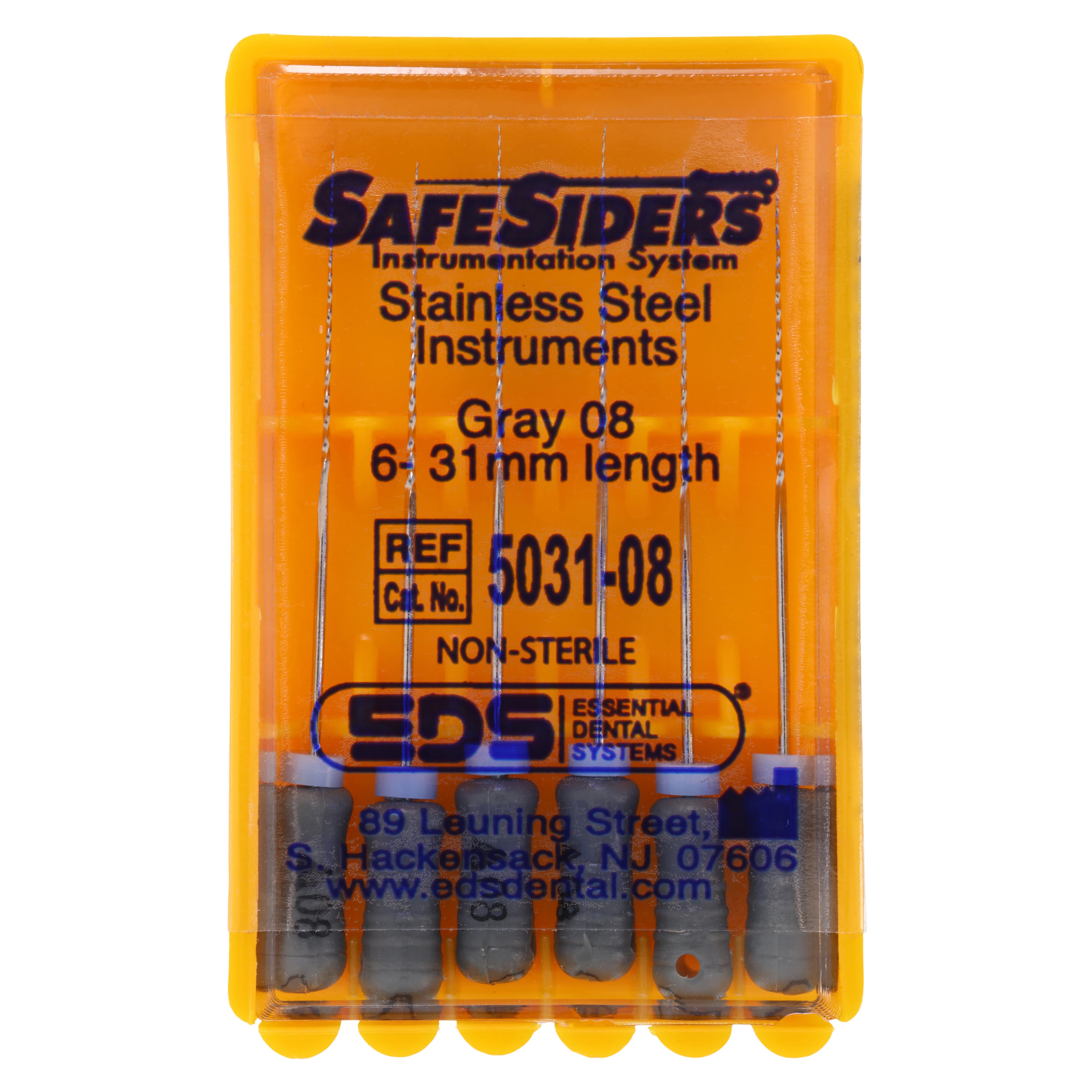 SafeSiders Stainless-Steel Hand Reamers, 31 mm, 0.02 Taper, #08, Grey, 6/Pkg, 5031-08