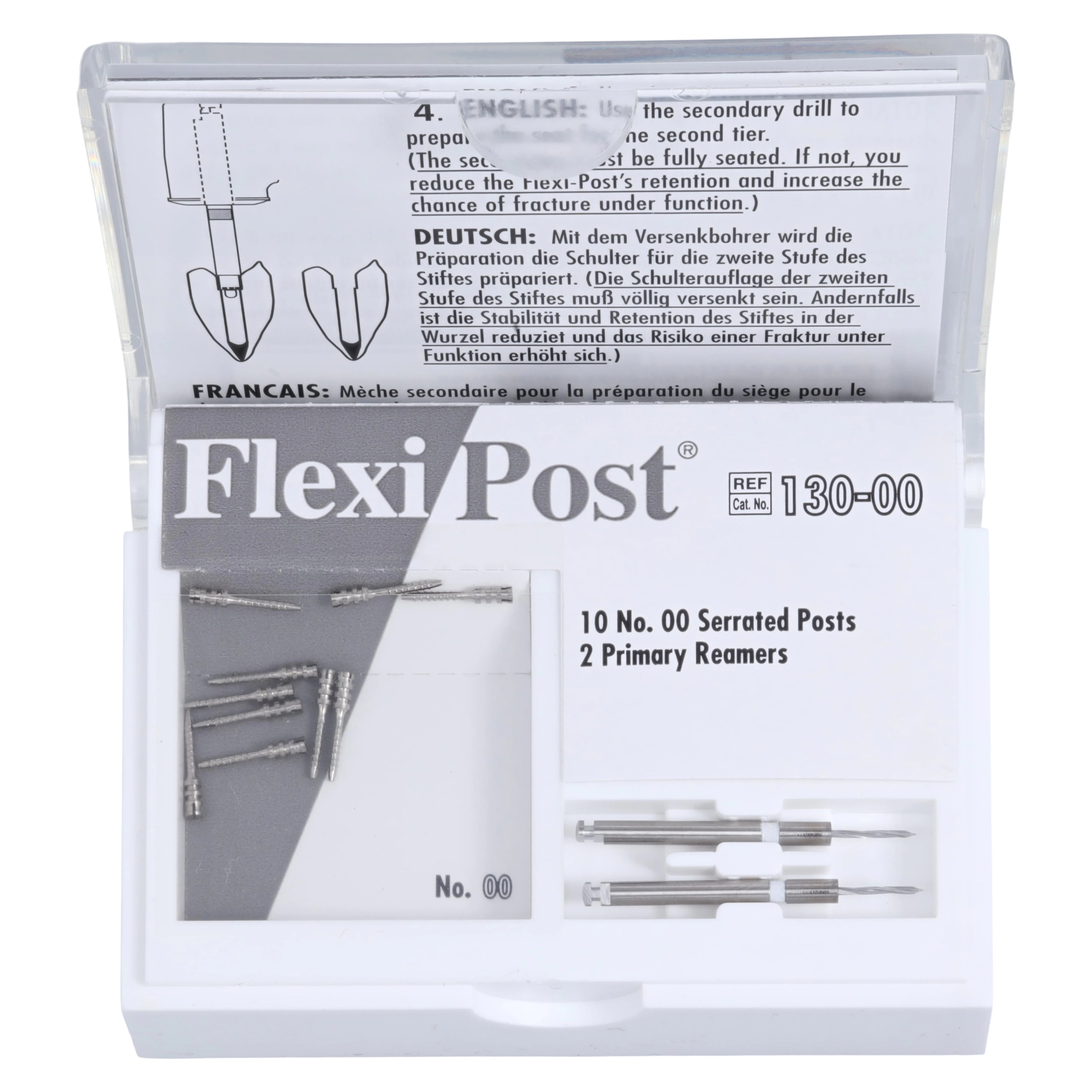 Flexi-Post Stainless Steel Refill Kit, Size 00, White, 10 Posts with Reamer and Drill, 130-00