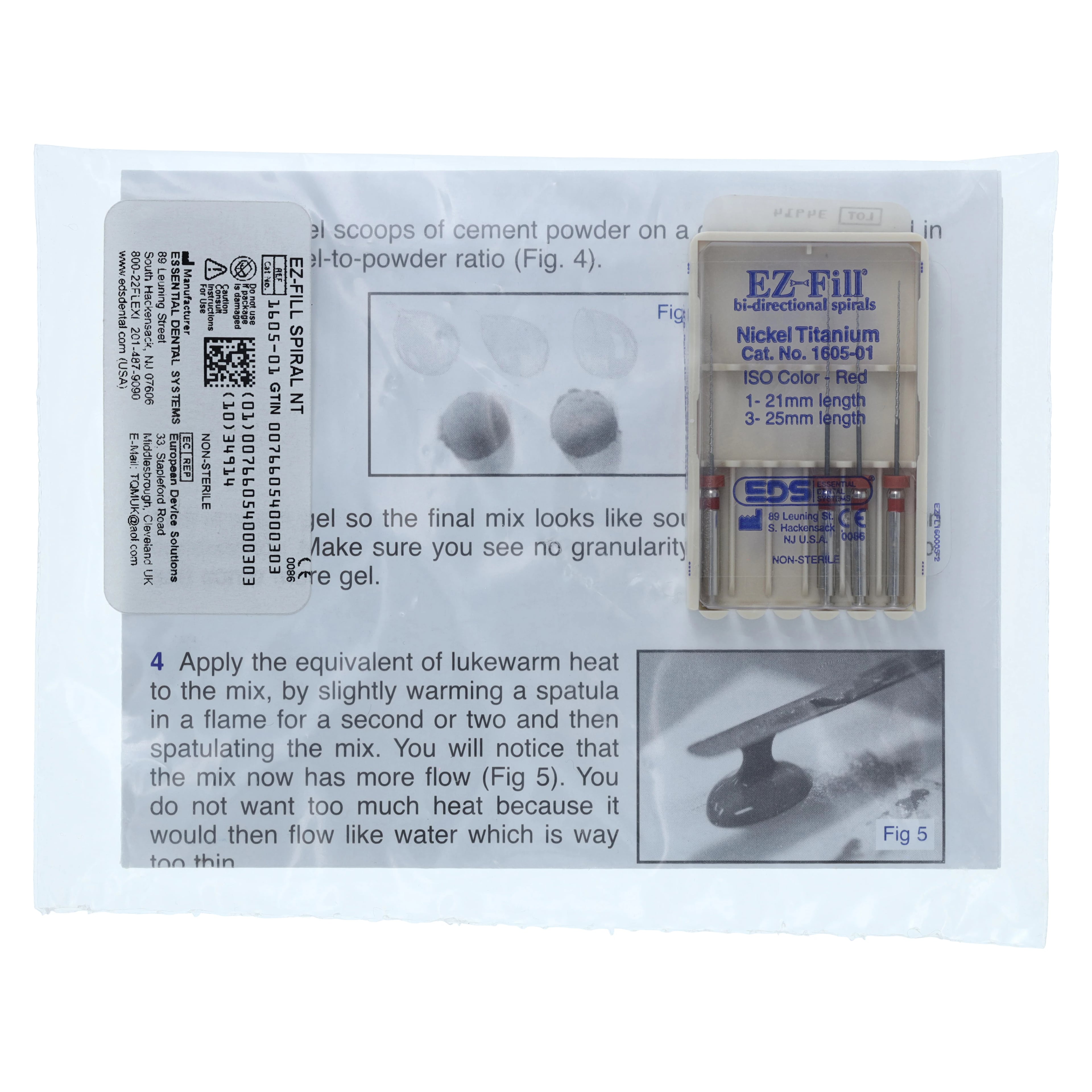 EZ-Fill Nickel-Titanium Bi-Directional Spiral Refill Kit, Assorted (1 x 21 mm, 3 x 25 mm), 4/Pk, 1605-01