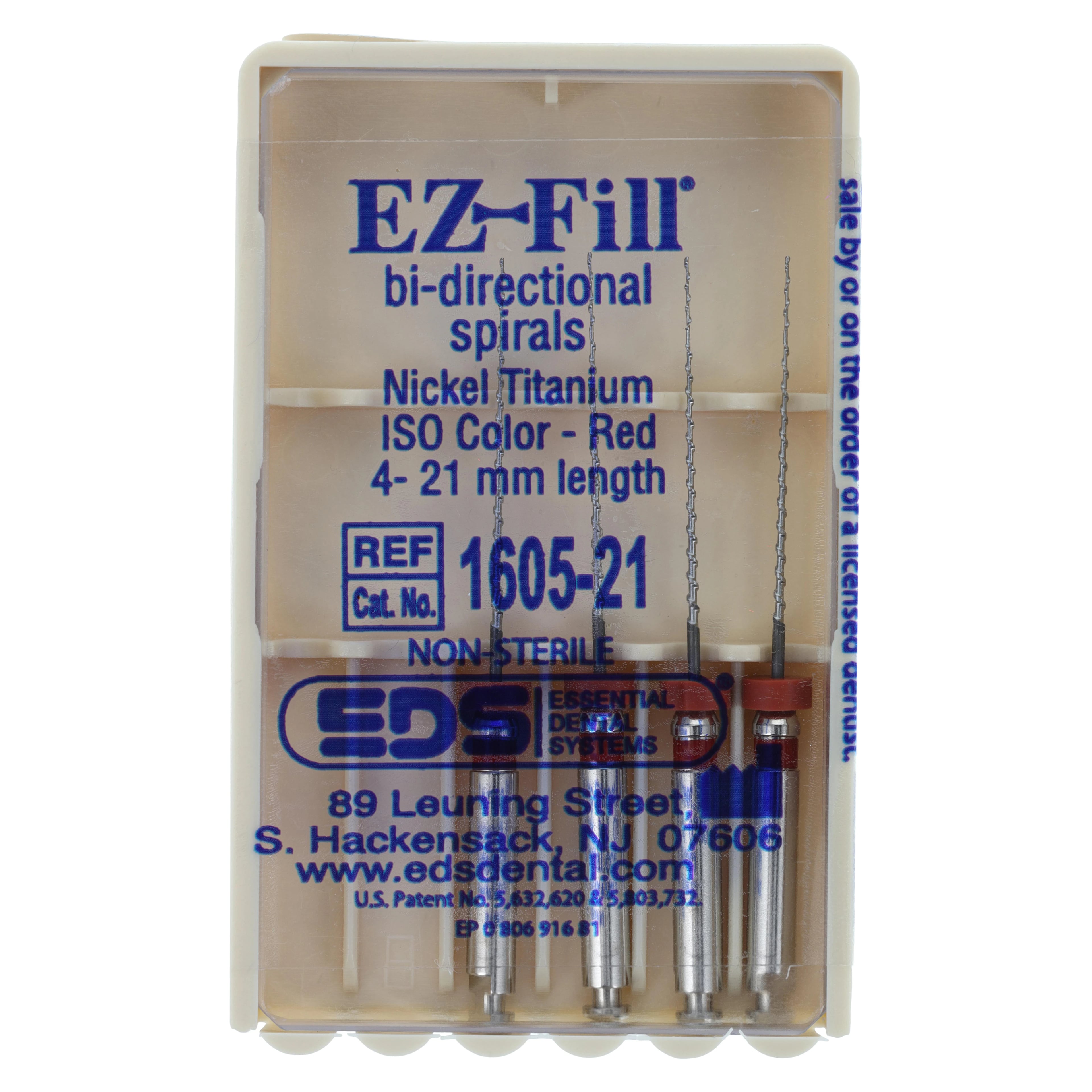 EZ-Fill Bi-Directional Nickel-Titanium Spiral Refill Kit, 21 mm, 4/Pkg, 1605-21