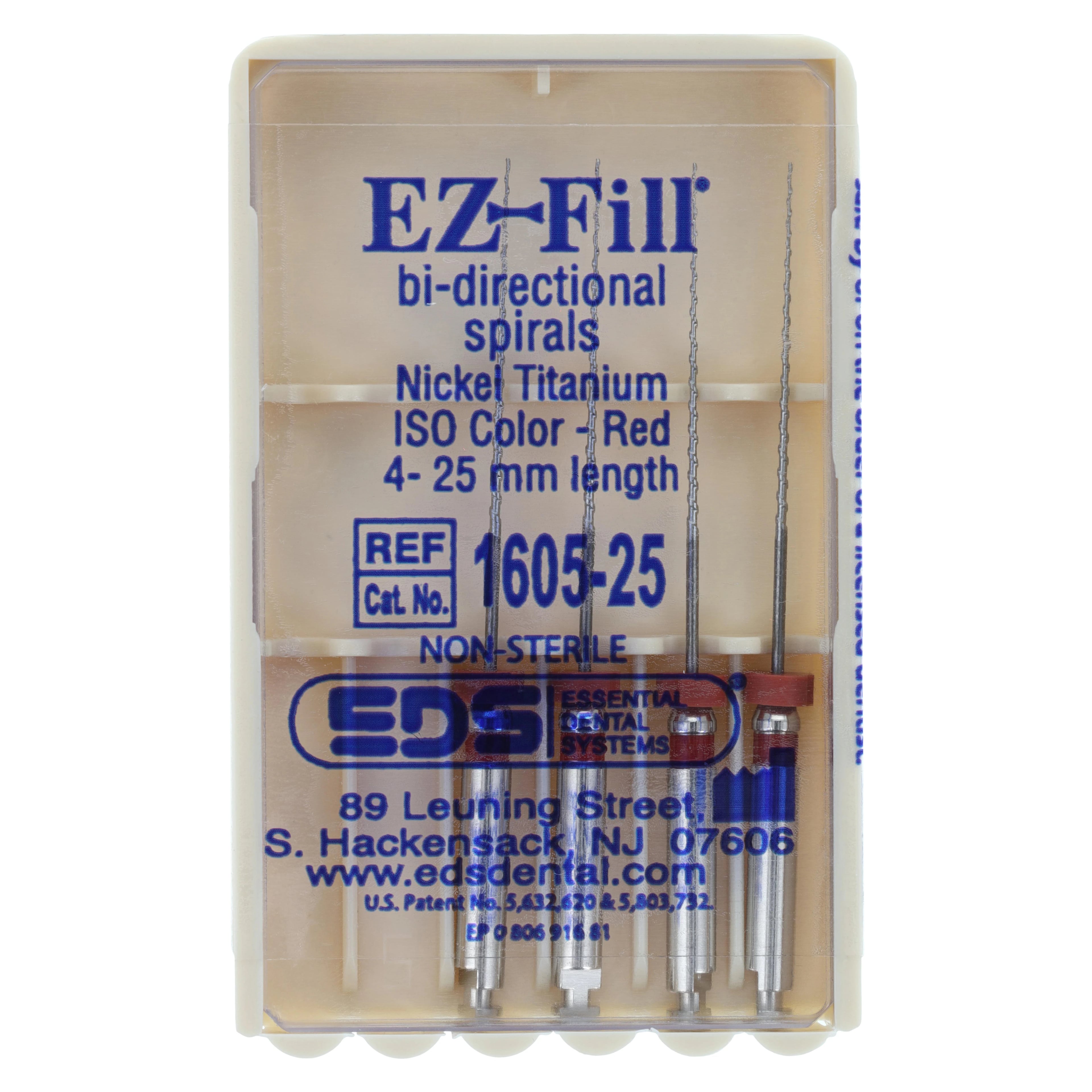 EZ-Fill Bi-Directional Nickel-Titanium Spiral Refill Kit, 25 mm, 4/Pkg, 1605-25