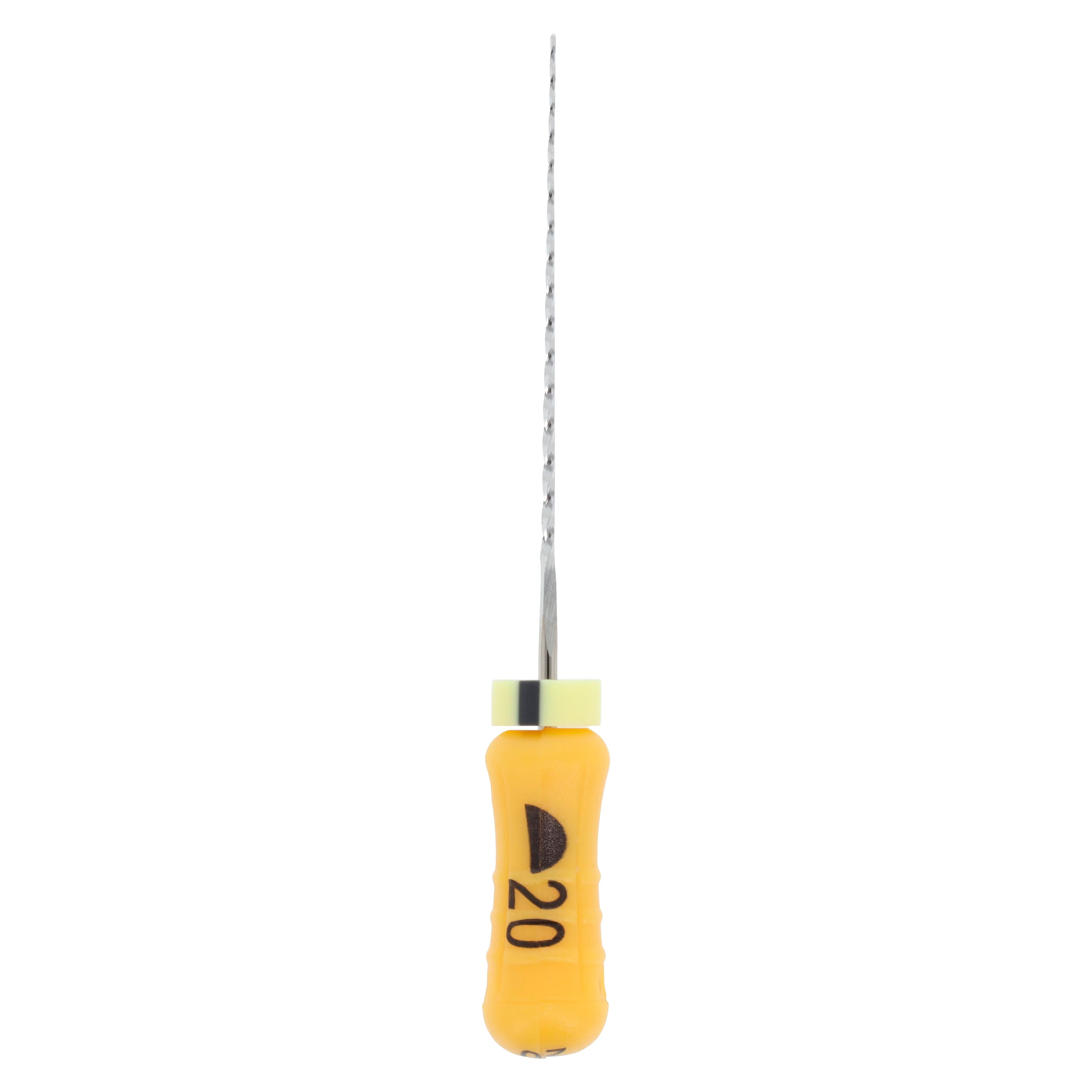 SafeSiders Endodontic Hand Reamers, 21 mm, 0.02 Taper, Size #20, Yellow, Stainless Steel, 6/Pkg, 5021-20