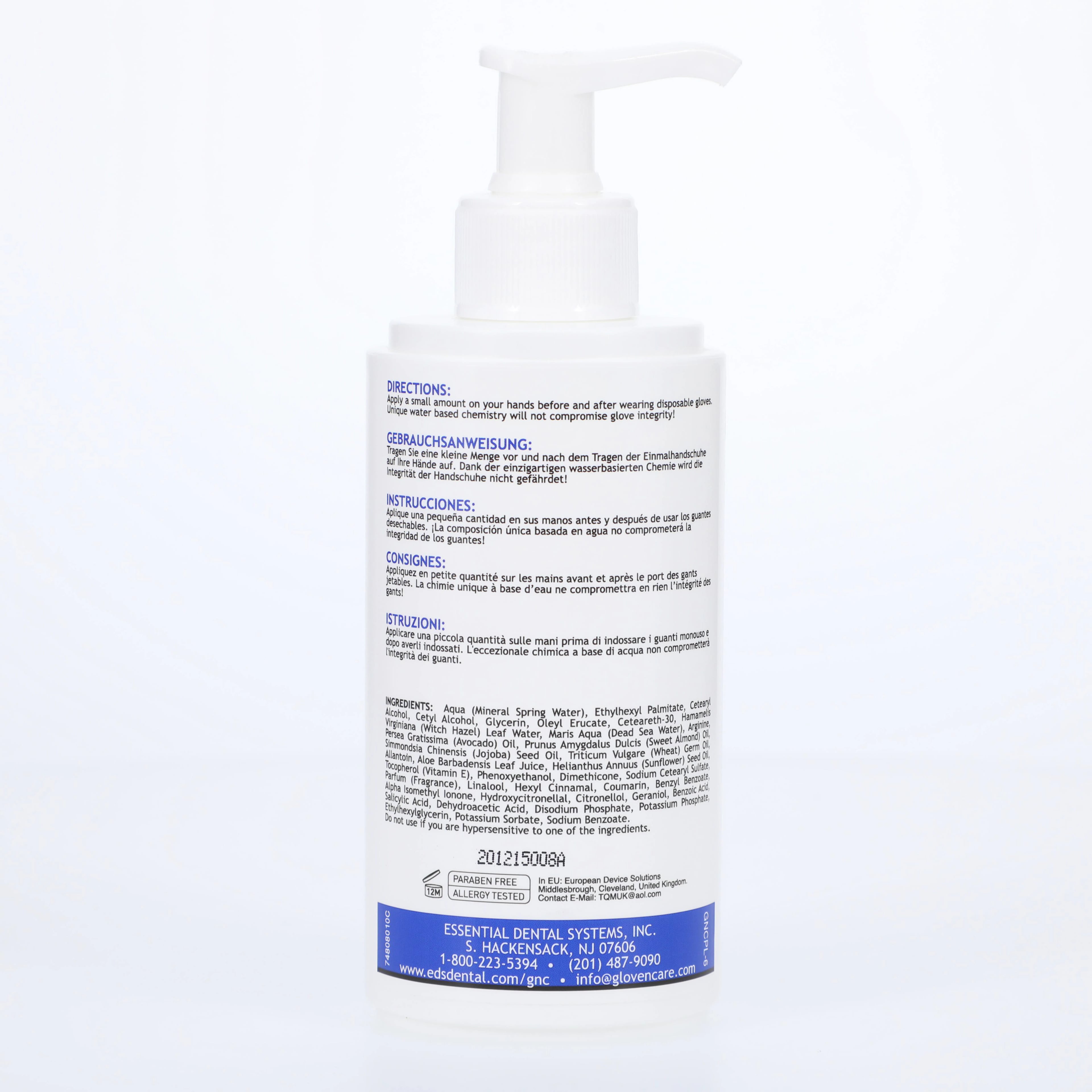 Glove'N Care Hand Cream, 8.5 oz (250 mL) Pump Bottle, Hypoallergenic, 1204-00