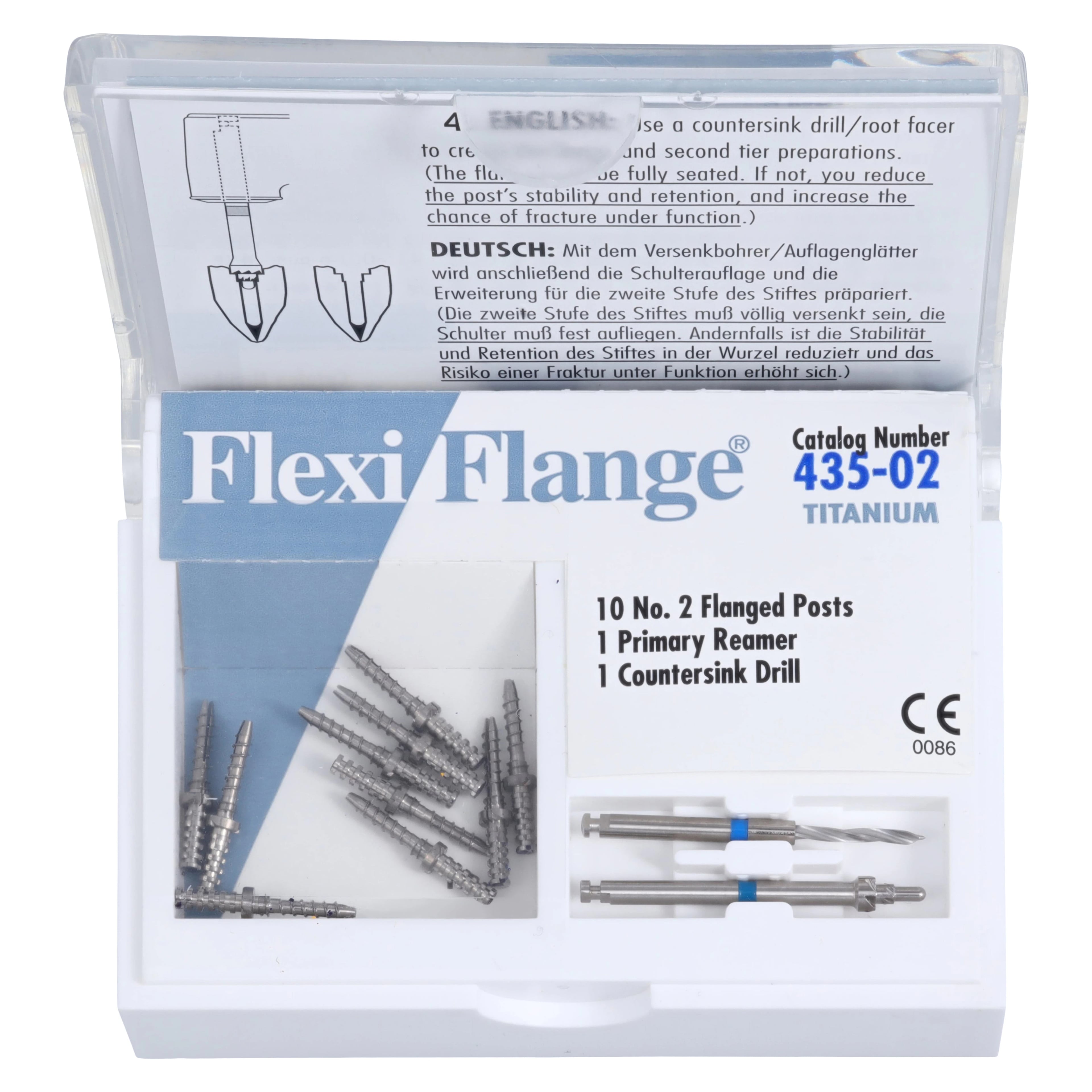 Flexi-Flange Post, Titanium, Standard Refill, Size #2, Blue, 10/Pk, 435-02