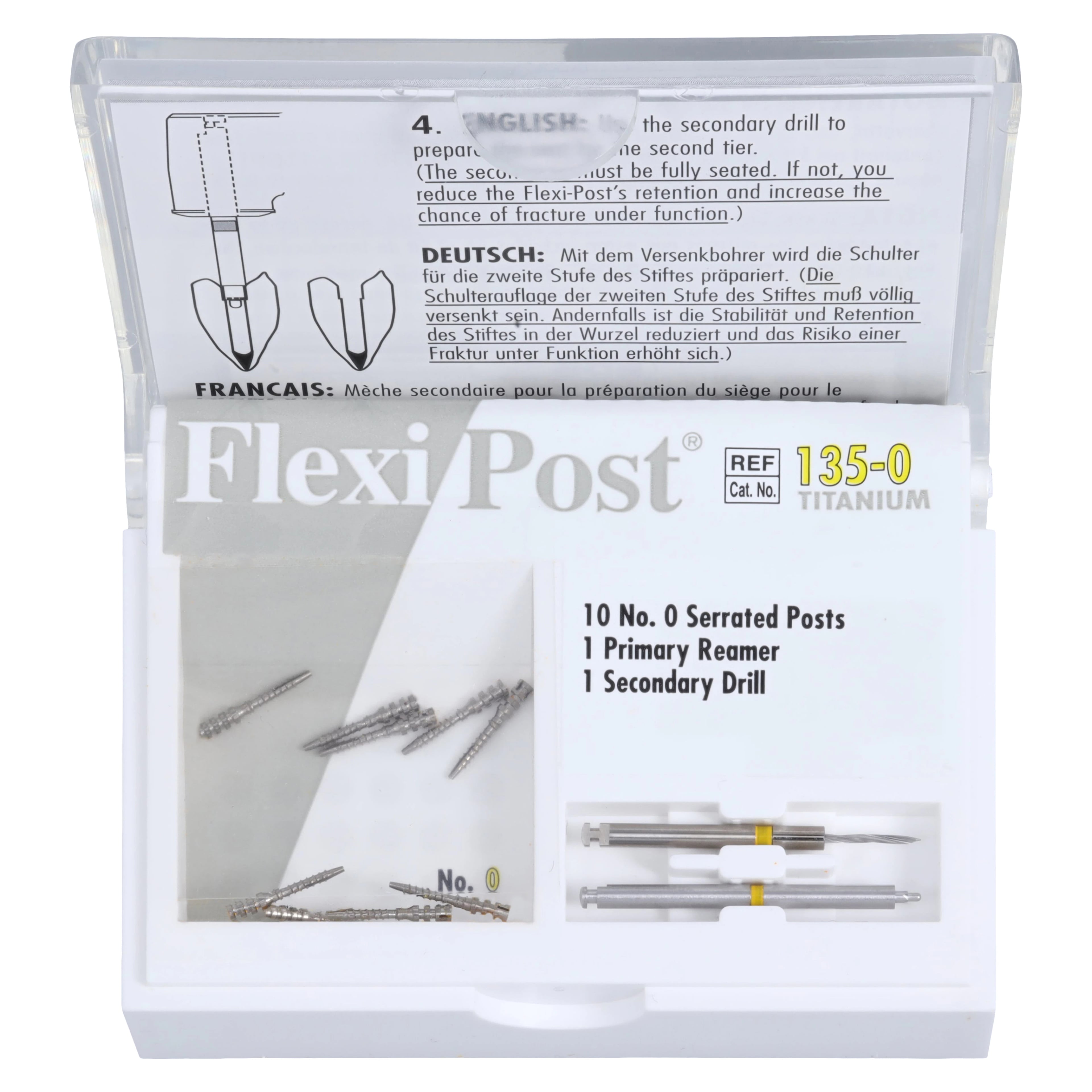 Flexi-Post Titanium Refill Kit Size 0, Yellow, 10 Posts with Reamer and Drill, 135-0