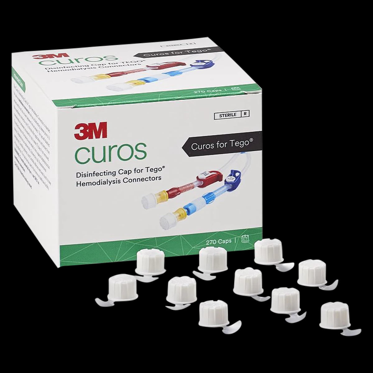 3M Curos Disinfecting Port Protector for Tego Needlefree Hemodialysis Connector, White, 270/Box, CTG1-270