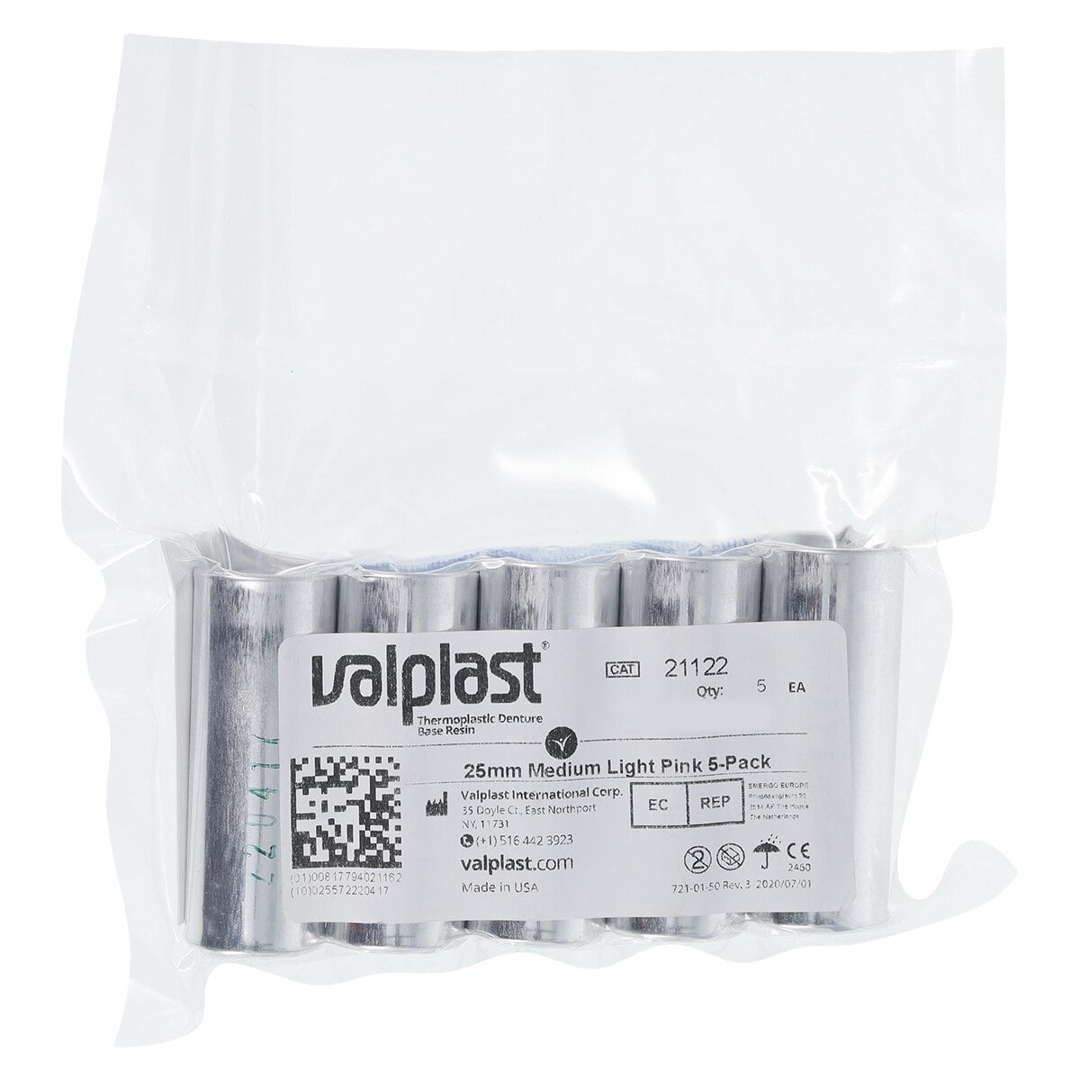 Valplast Resin Medium, Light Pink, 25mm, Pack of 5