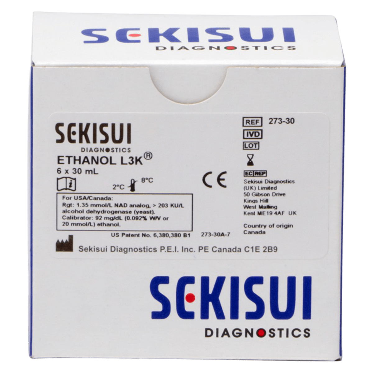 Sekisui Diagnostics L3K Ethanol Reagent Test Kit, 6 x 30 mL Reagent + 1 x 5 mL Calibrator