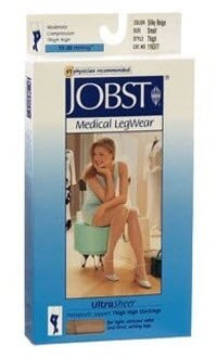 UltraSheer Compression Stocking, Thigh High, Closed Toe, Small, Natural/Beige